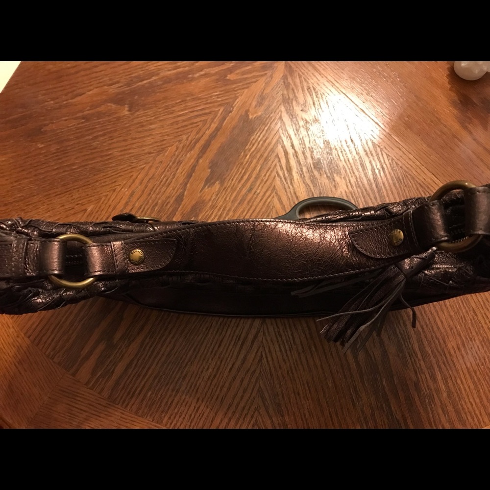 Pretty Purple Brass Weave Accented Crescent Shaped Bag! - Picture 9 of 16